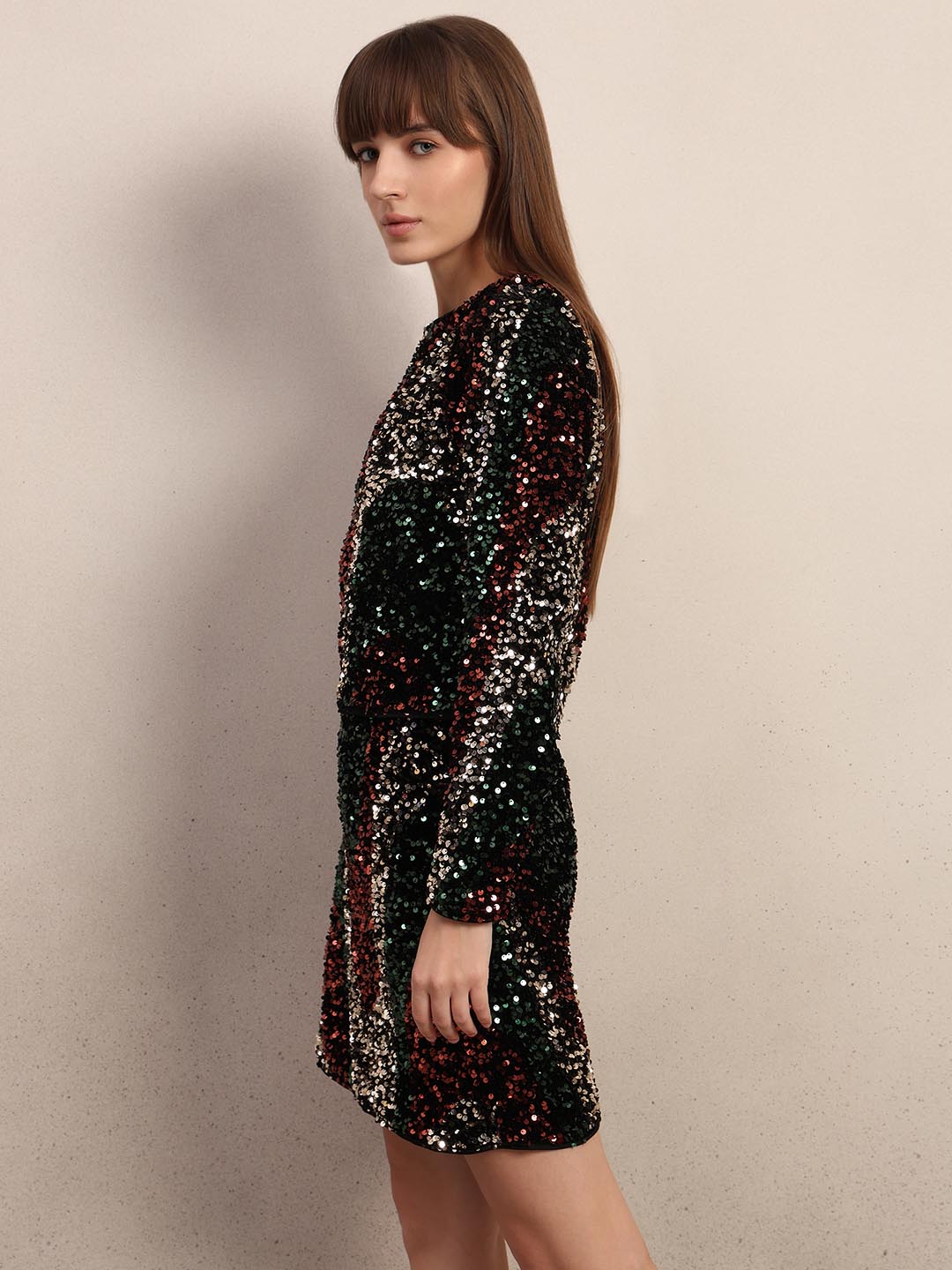 Red Sequined Embellished Top