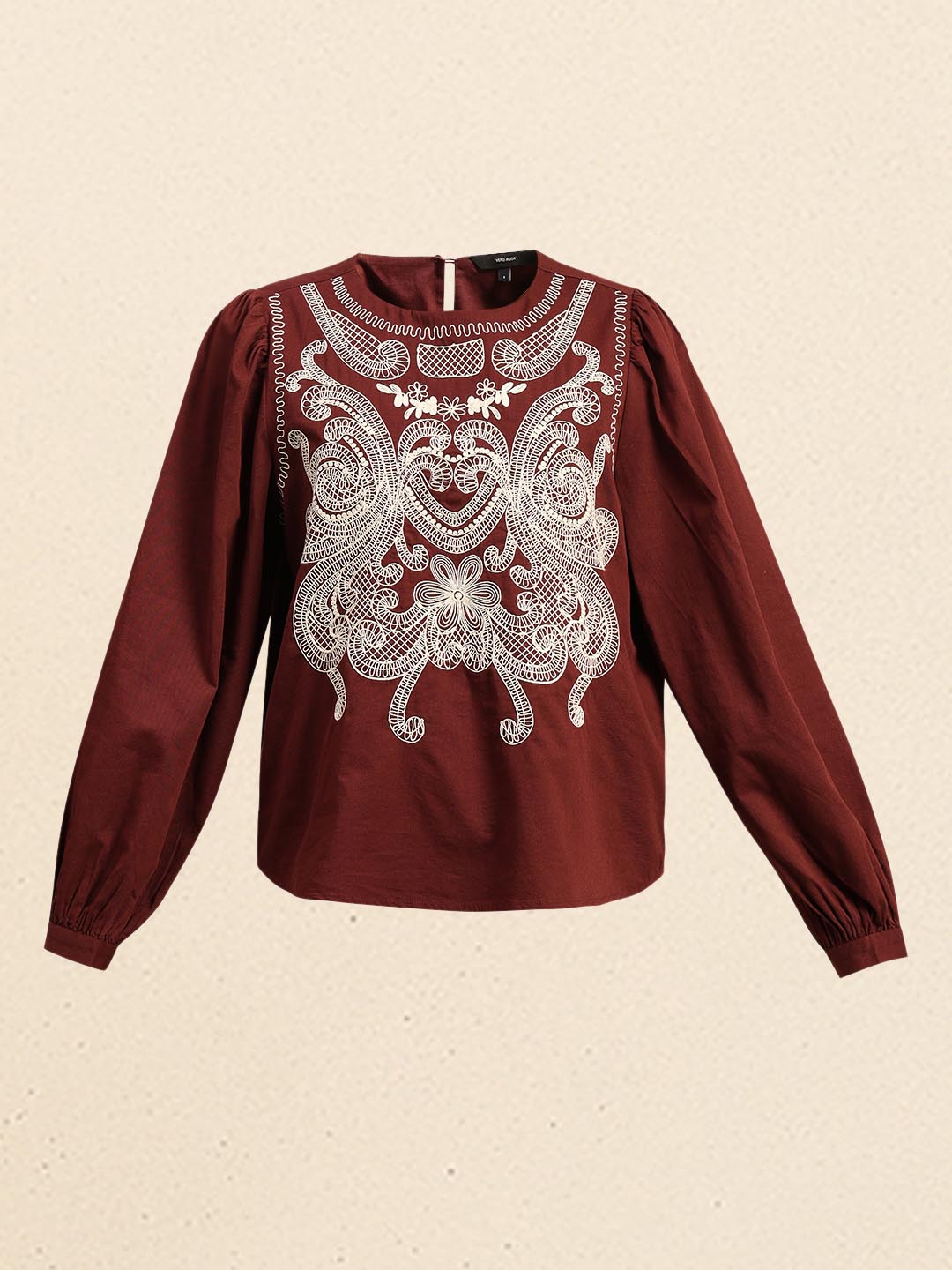 Dark Red Embroidered Top