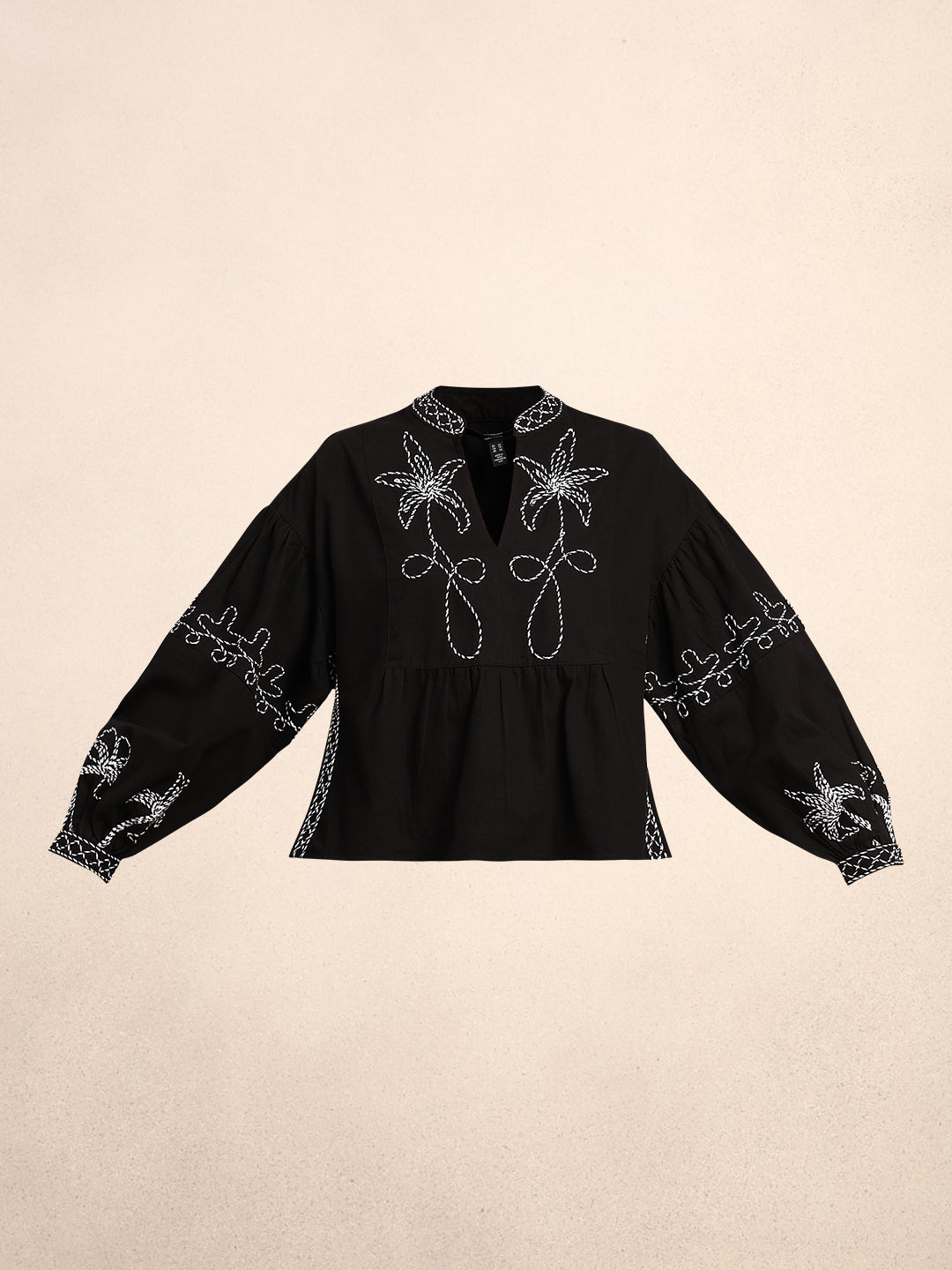 Embroidered V-Neck Top