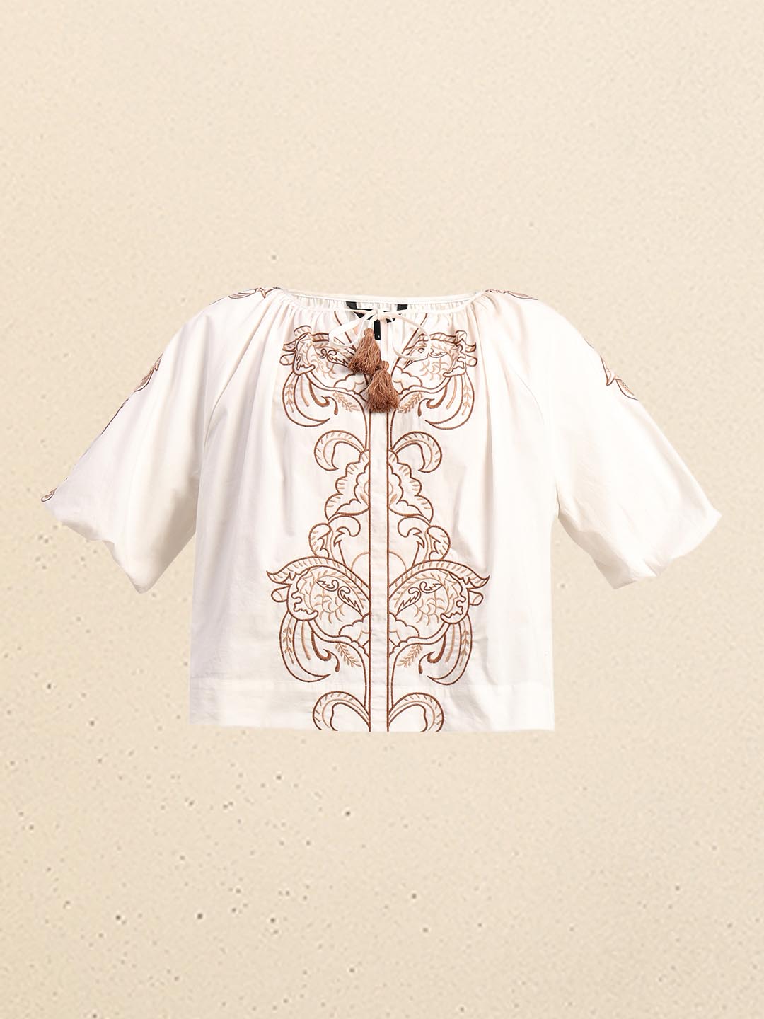 White Embroidered Cotton Top