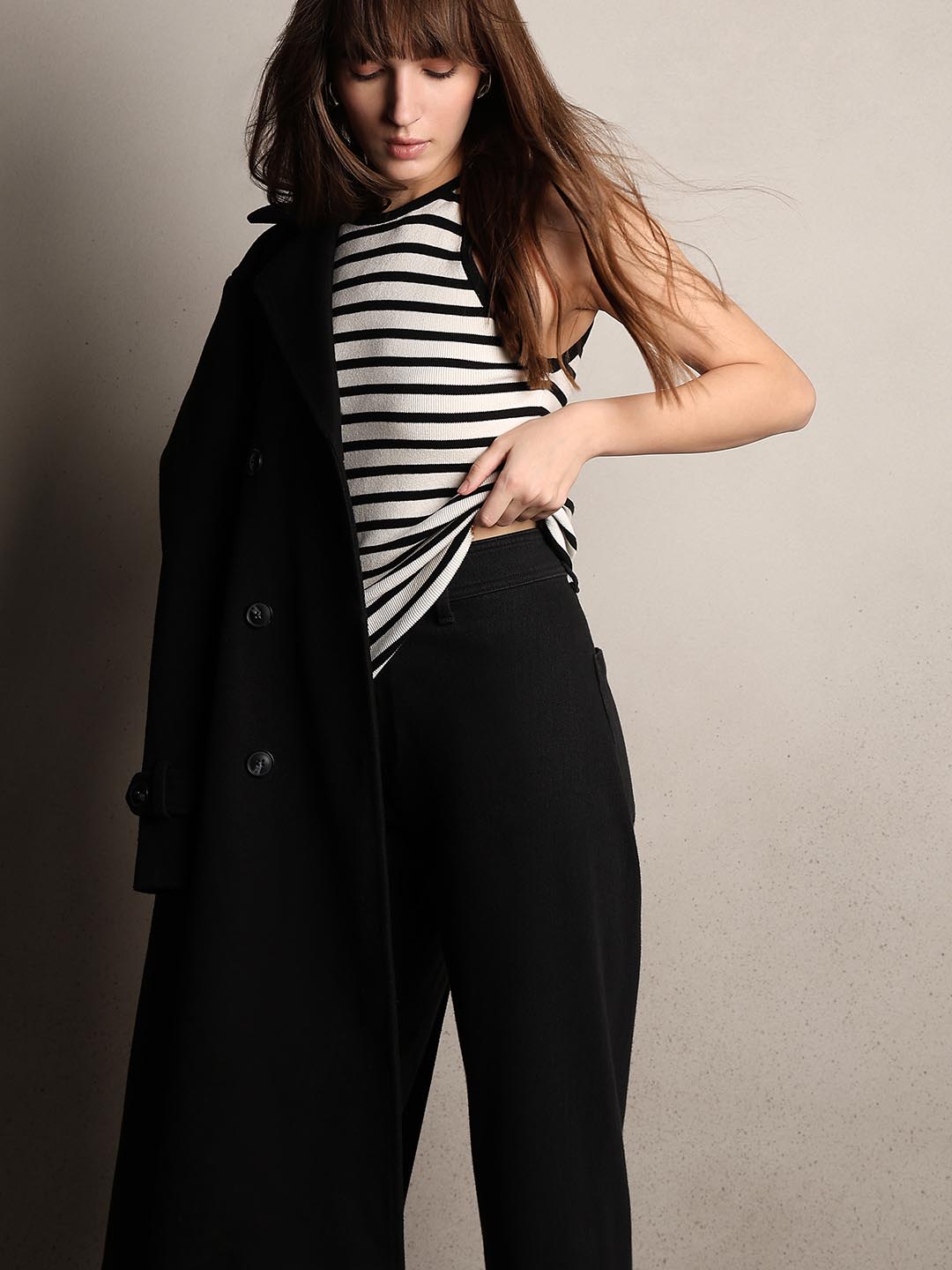 White Striped Knit Top