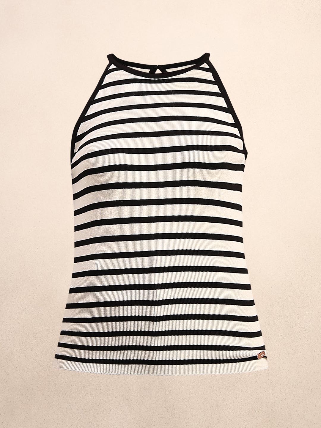 White Striped Knit Top