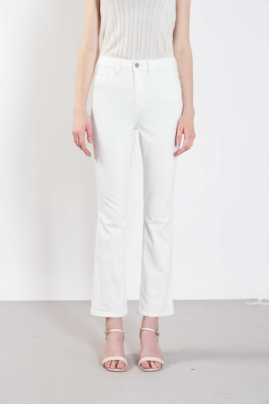 White Mid Rise Bootcut Jeans