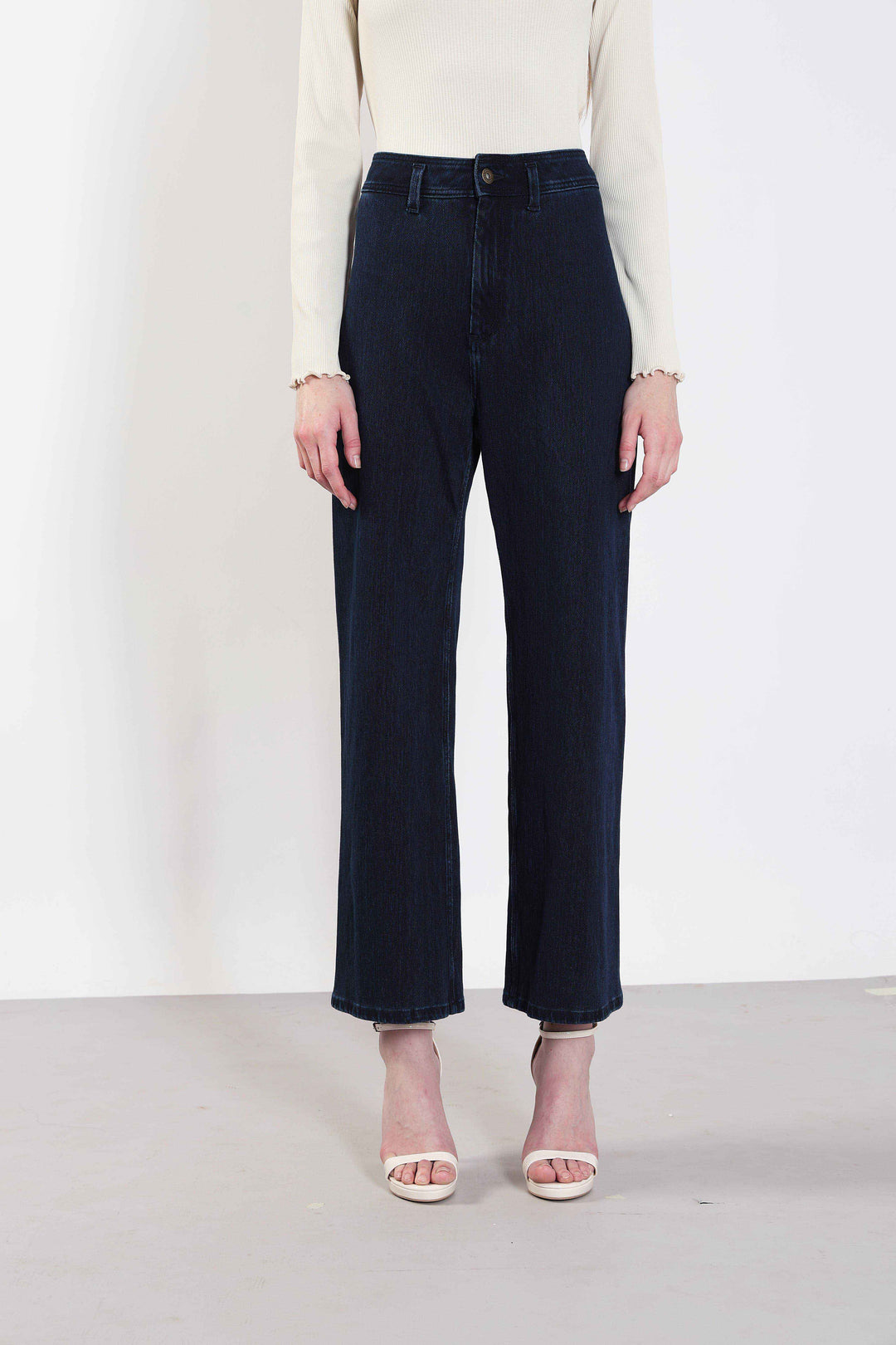 Dark Blue High Rise Wide Leg Jeans