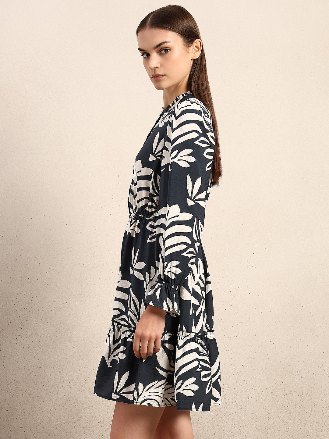 Leaf Print Mini Dress