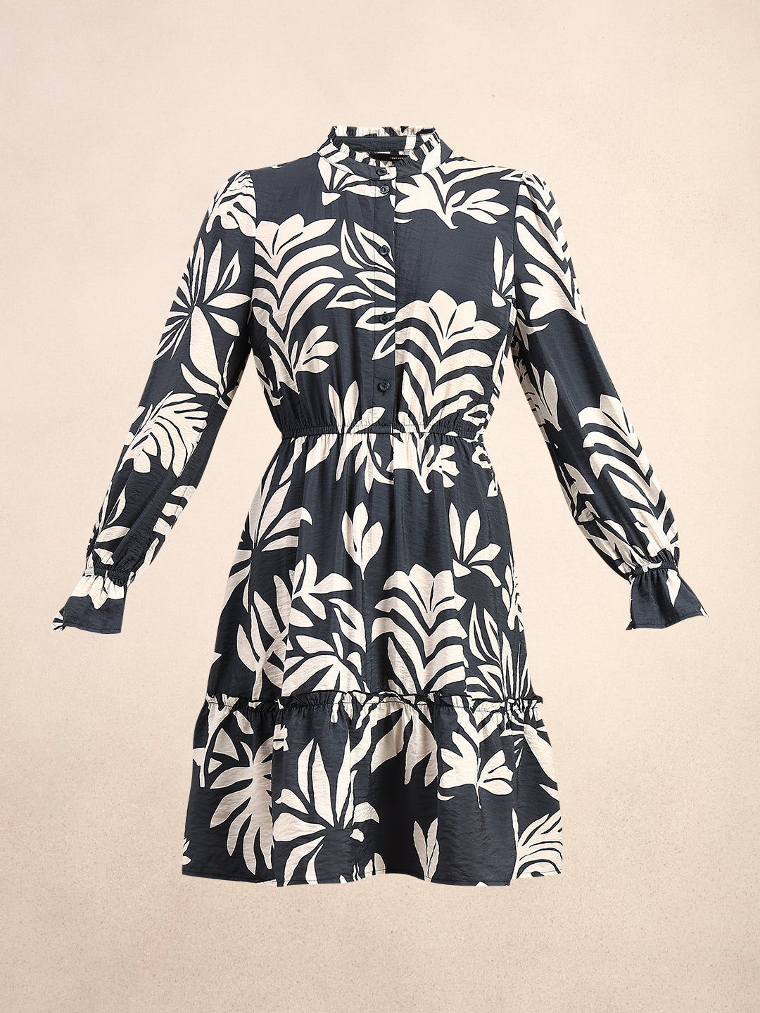 Leaf Print Mini Dress