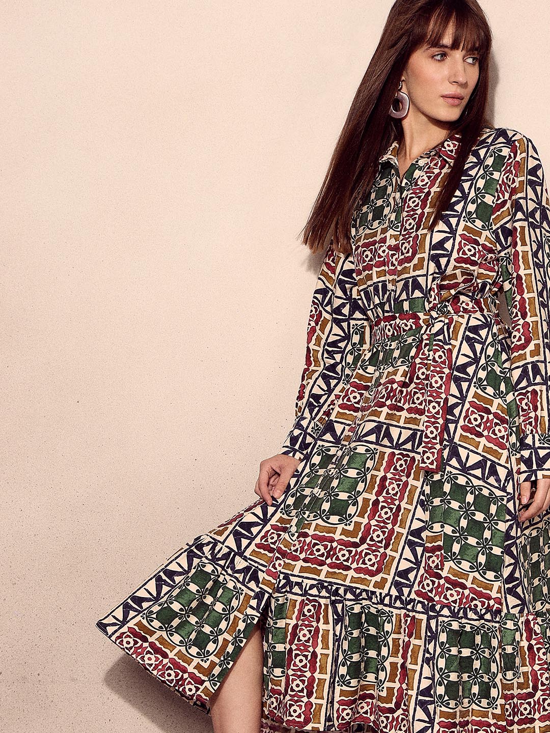 Multi-Colour Printed Shirt Dress