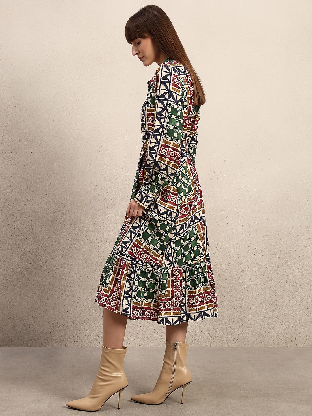 Multi-Colour Printed Shirt Dress