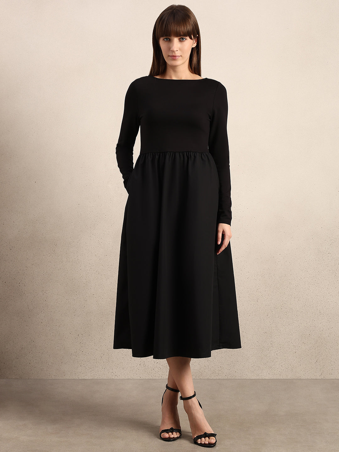 Black Boat Neck Dress