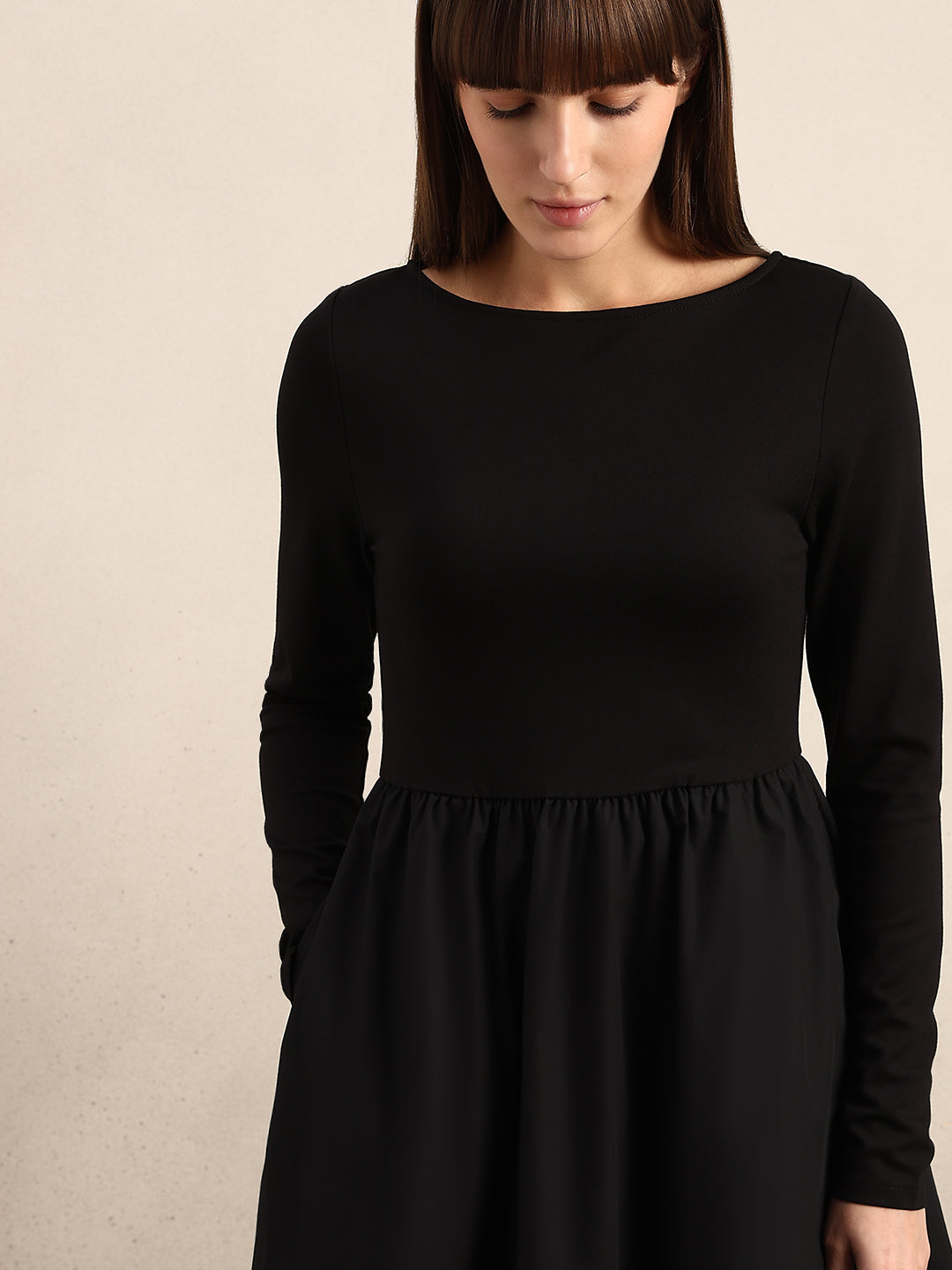 Black Boat Neck Dress