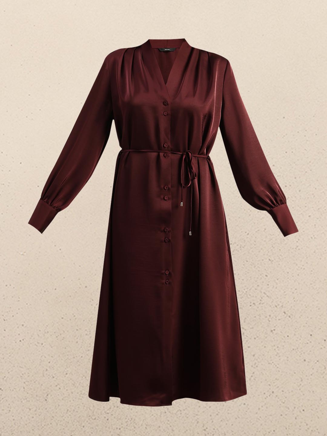 Maroon Satin Midi Dress