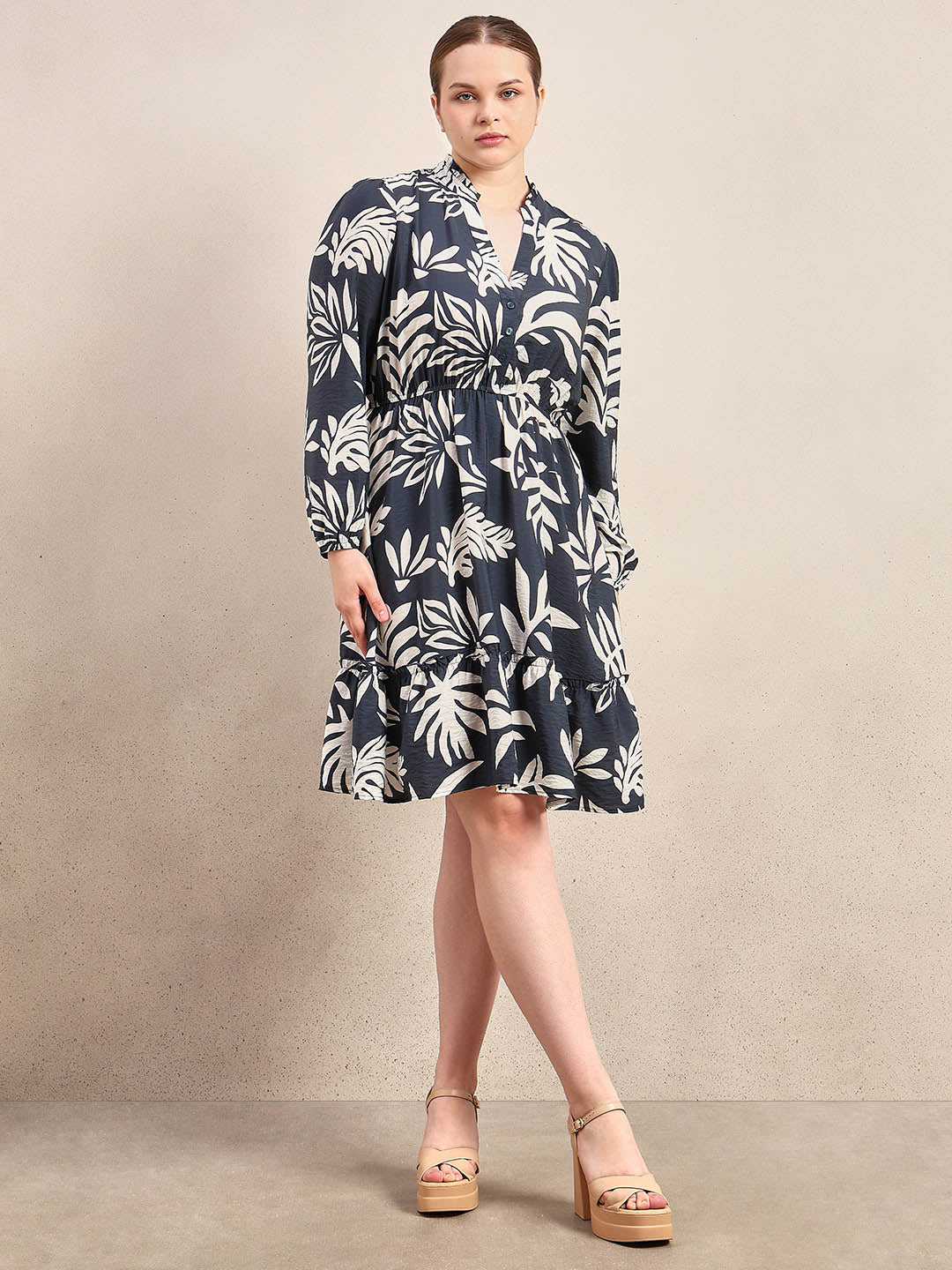 Curve Printed Mini Dress