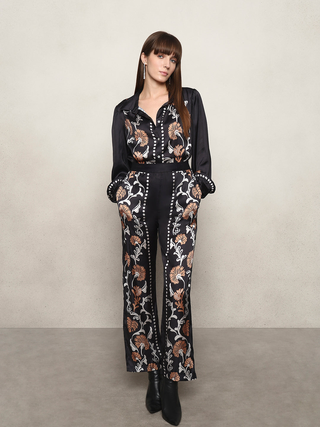Embroidered Wide Leg Pants