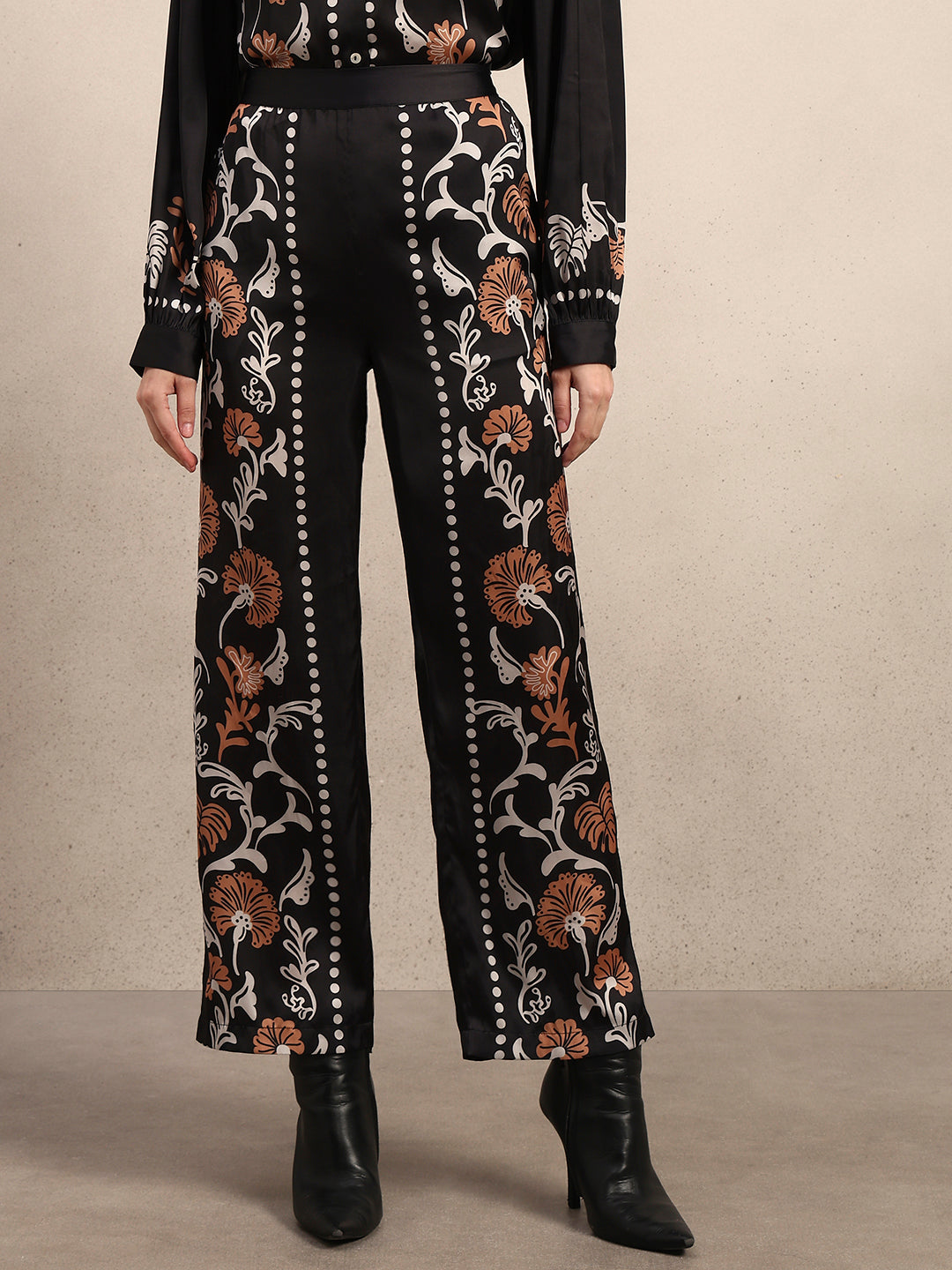 Embroidered Wide Leg Pants