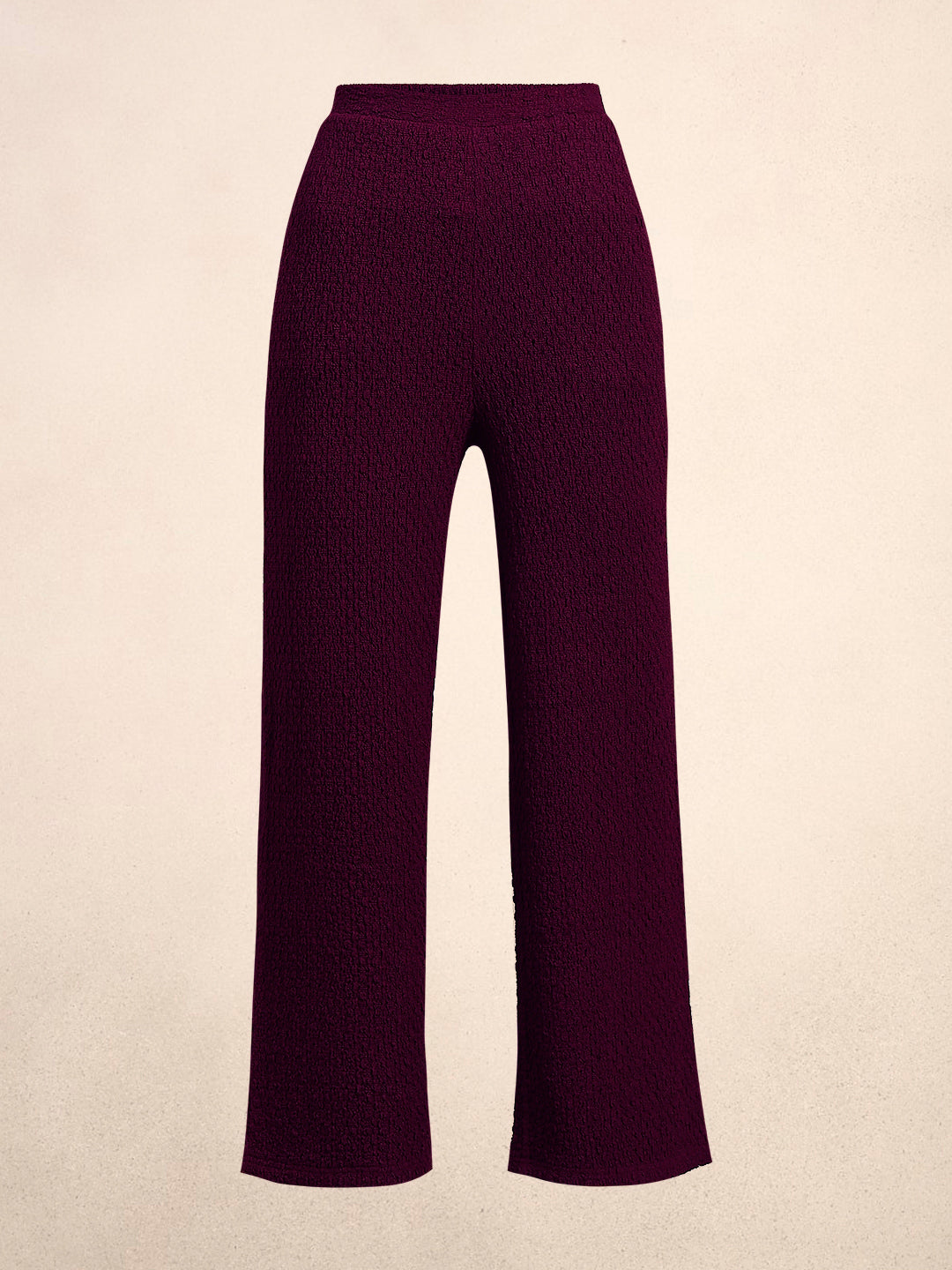 Wide Leg Textured Pants - Purple