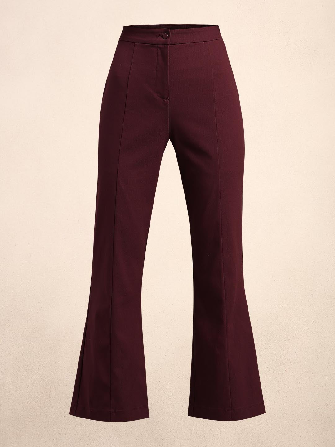 Maroon Ankle Length Bootcut Pants