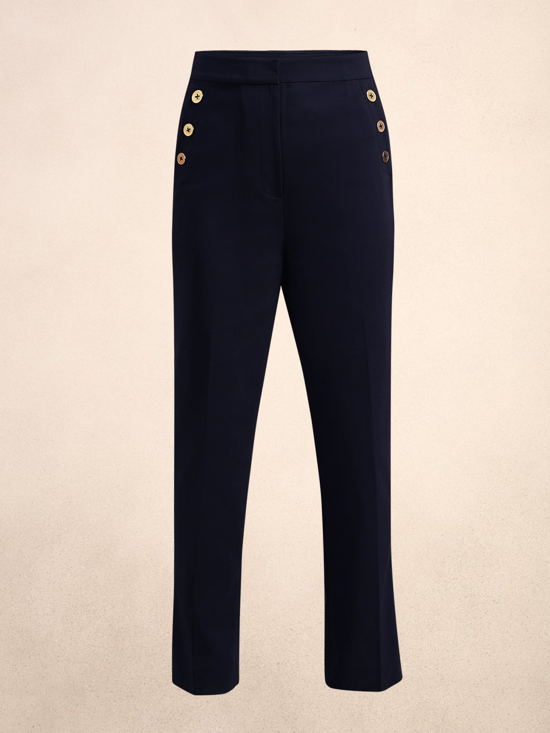 Button Detail Ankle Length Pants