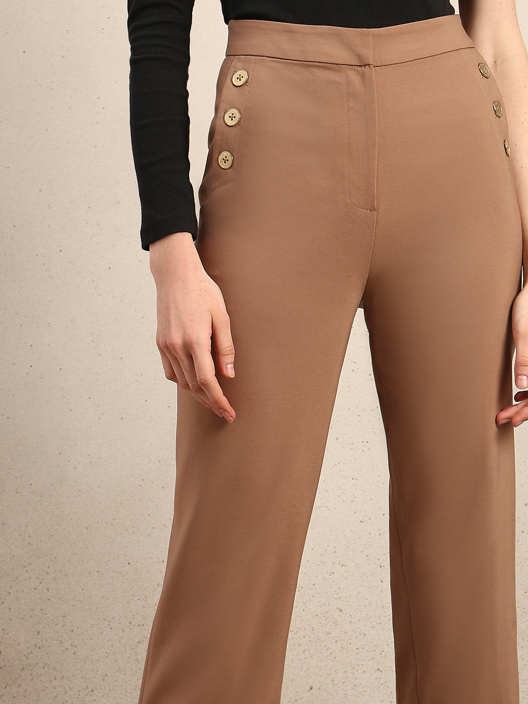 Button Detail High Rise Pants