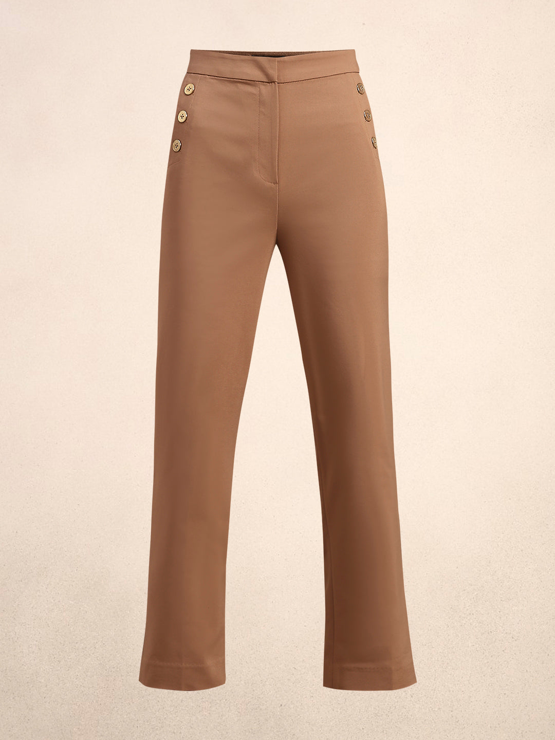 Button Detail High Rise Pants