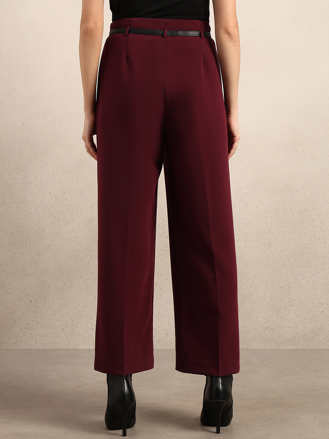 Wide Leg Maroon Pants