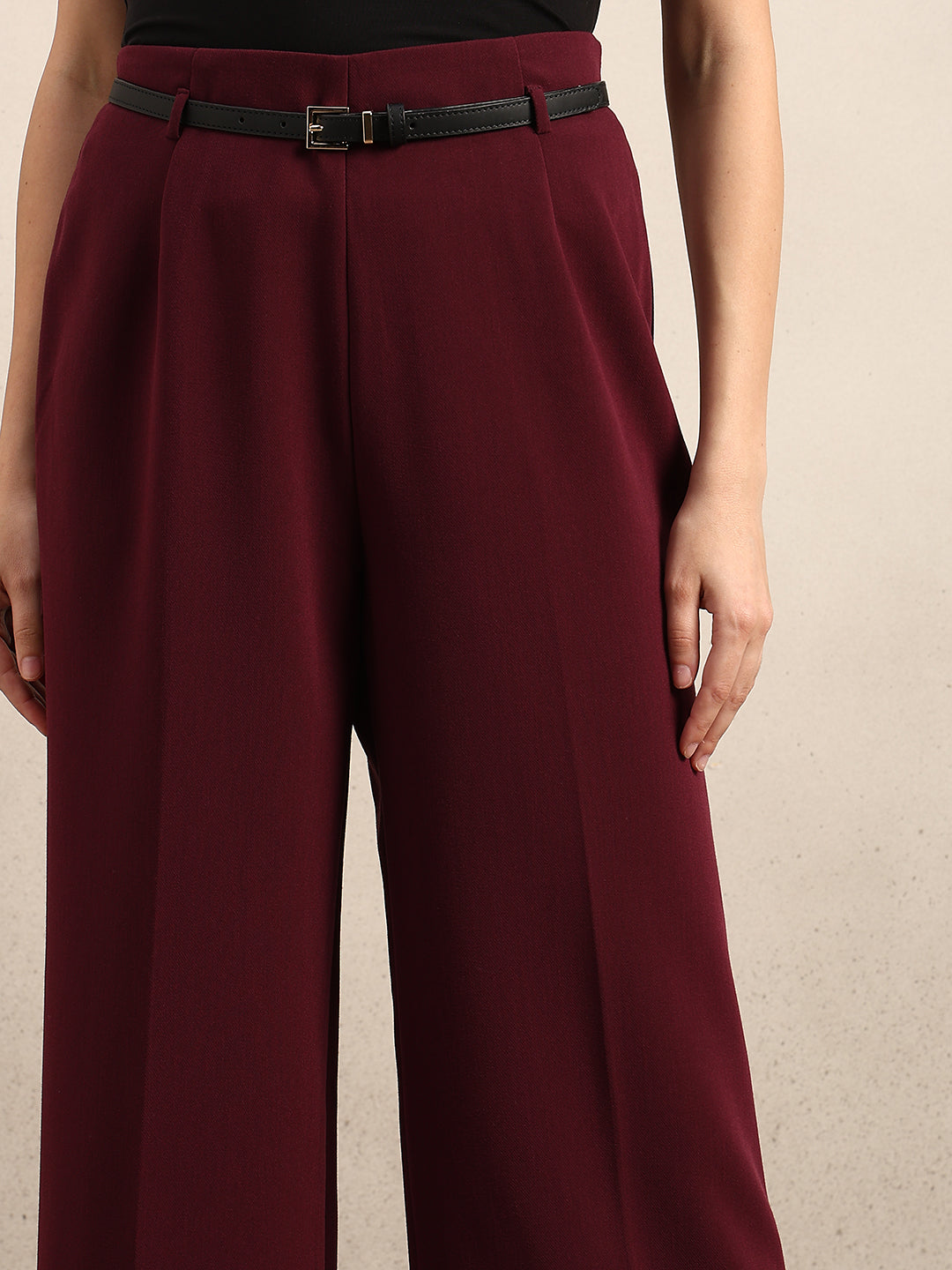 Wide Leg Maroon Pants