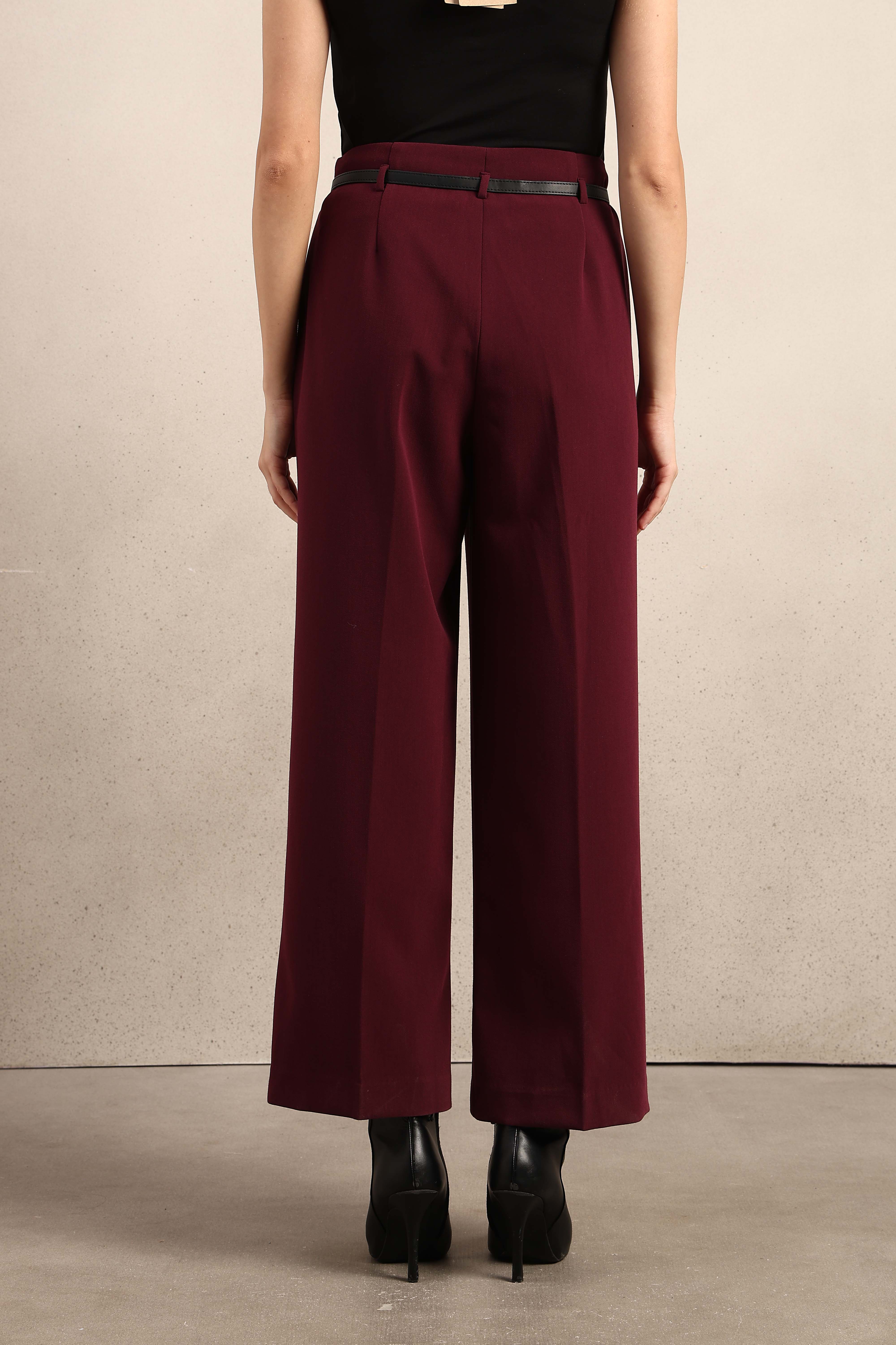 Wide Leg Maroon Pants