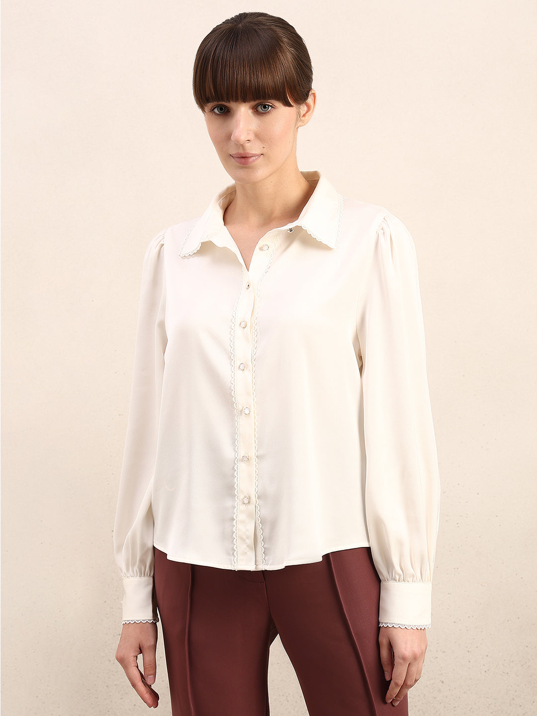 Ivory Cuff Sleeves Shirt