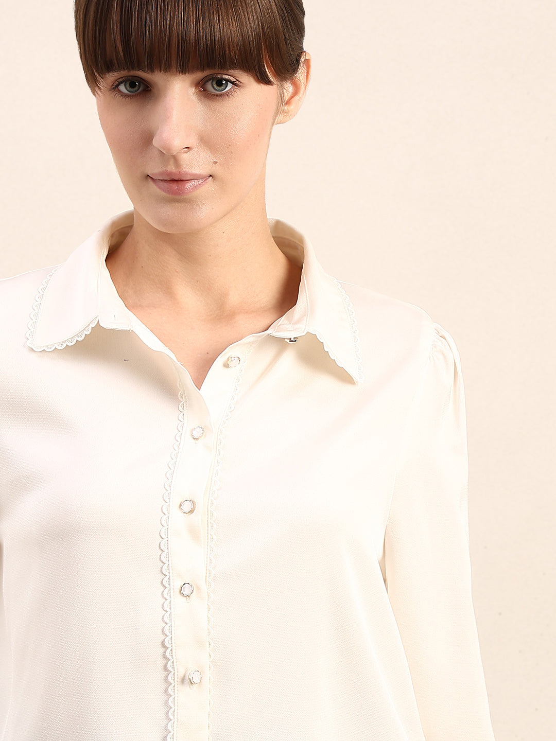 Ivory Cuff Sleeves Shirt