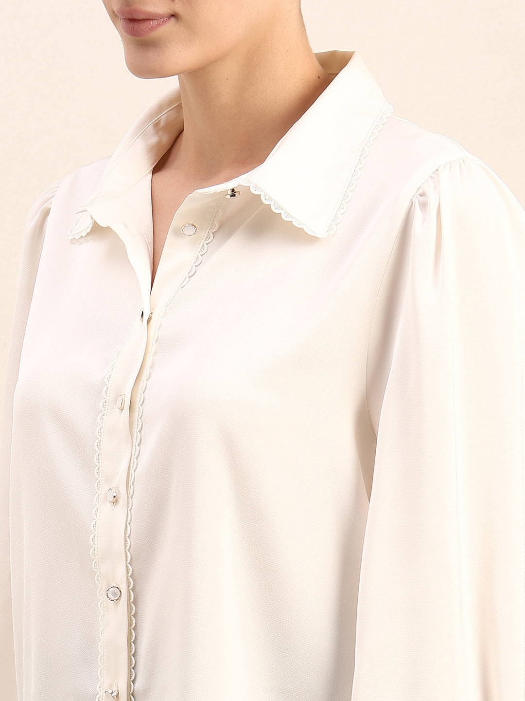 Ivory Cuff Sleeves Shirt