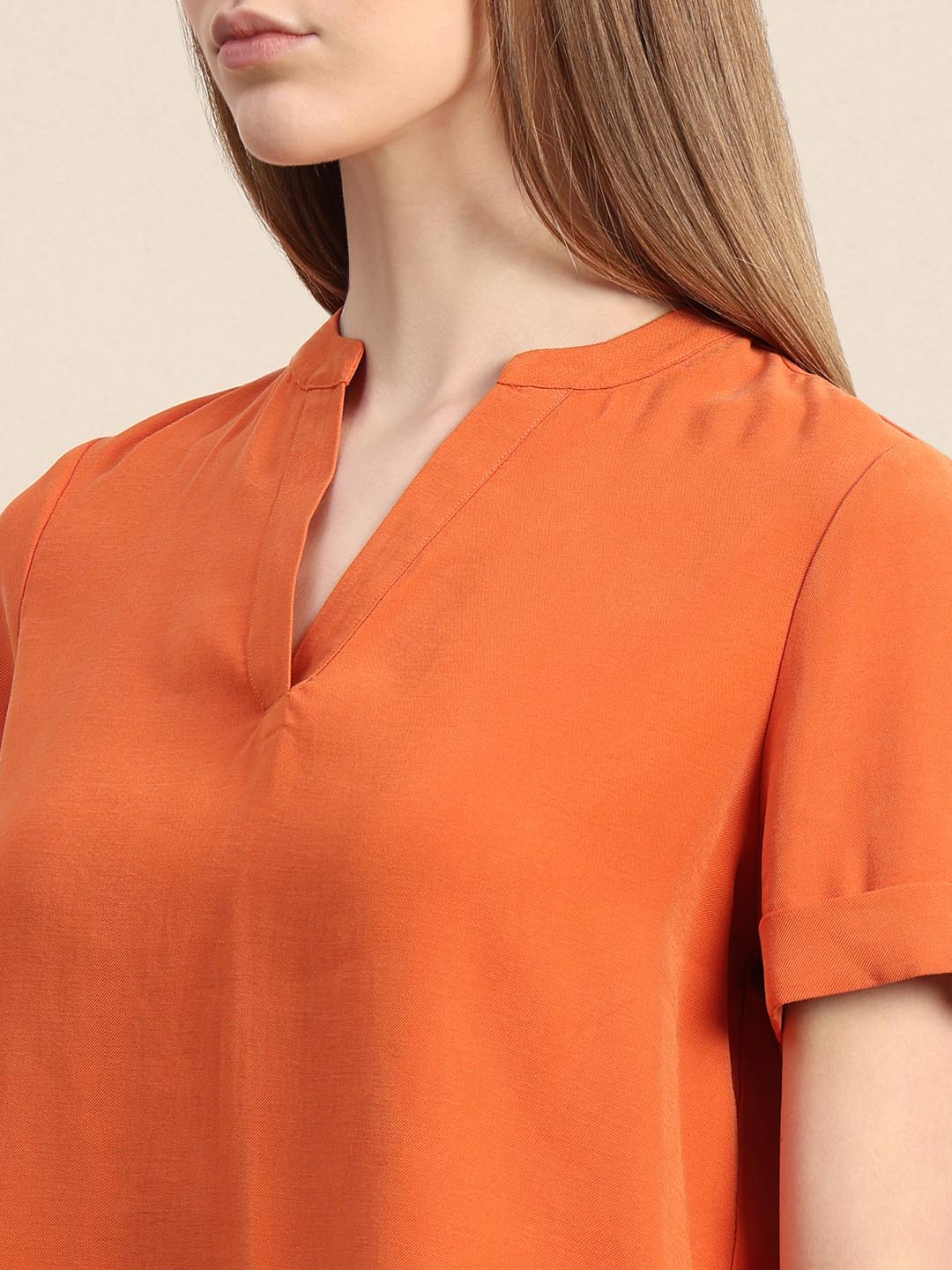 Orange V-Neck Top
