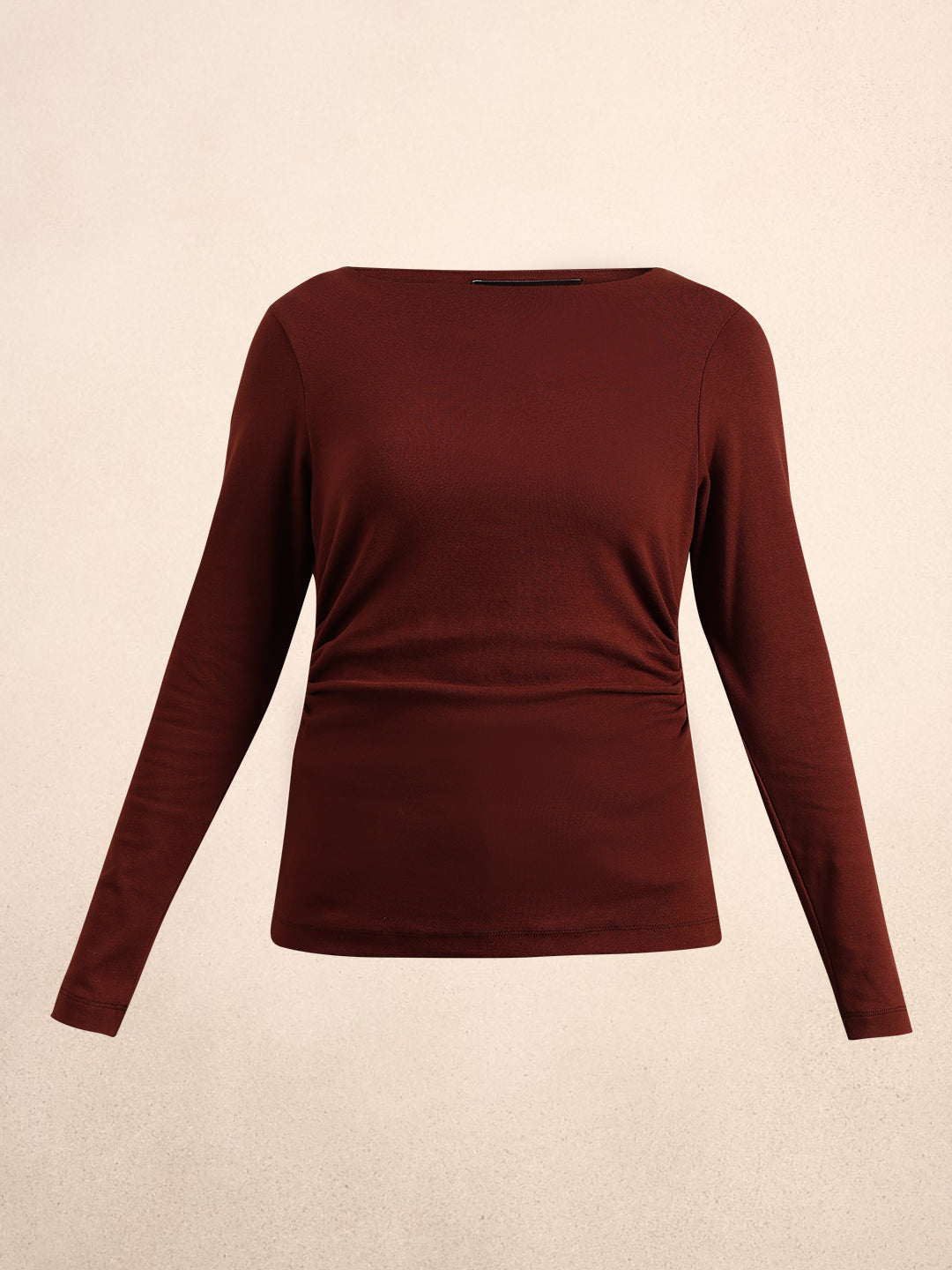 Ruched Boat Neck Top