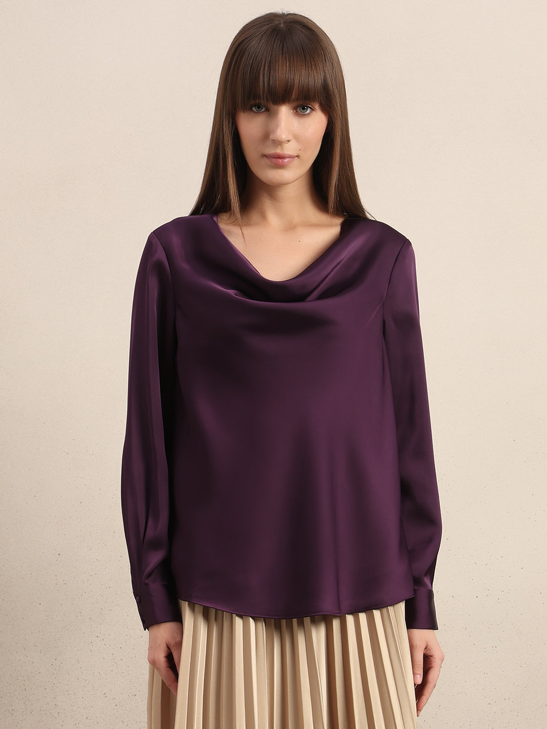 Deep Purple Cowl Neck Top