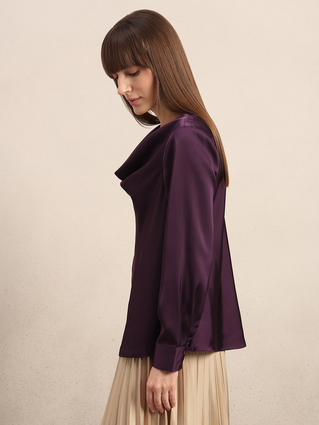 Deep Purple Cowl Neck Top