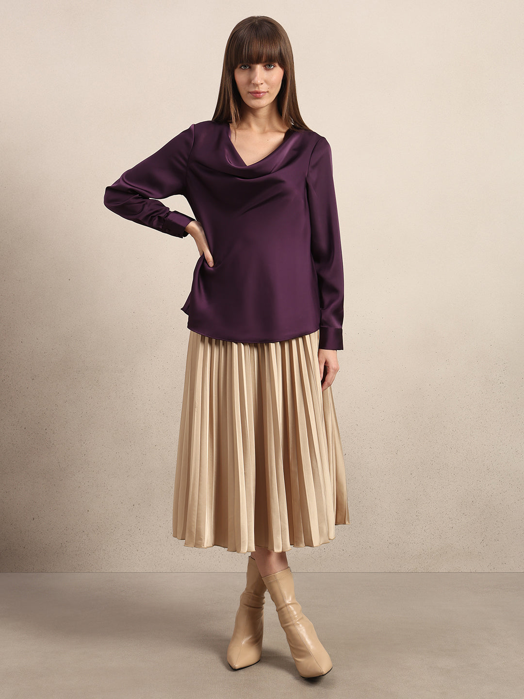 Deep Purple Cowl Neck Top