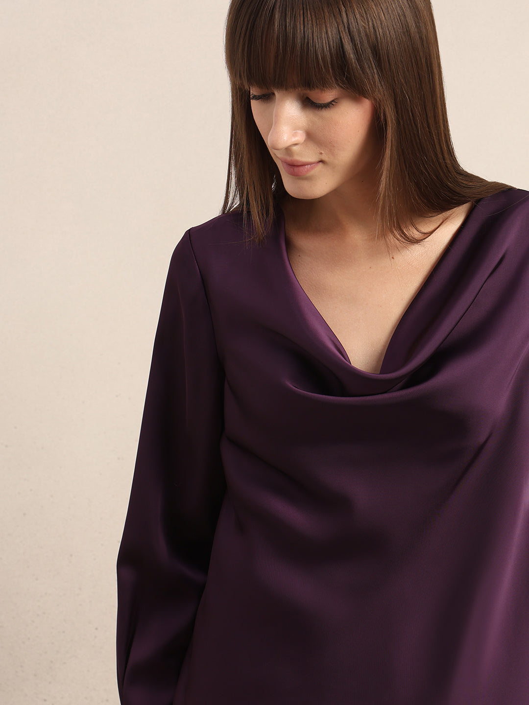 Deep Purple Cowl Neck Top