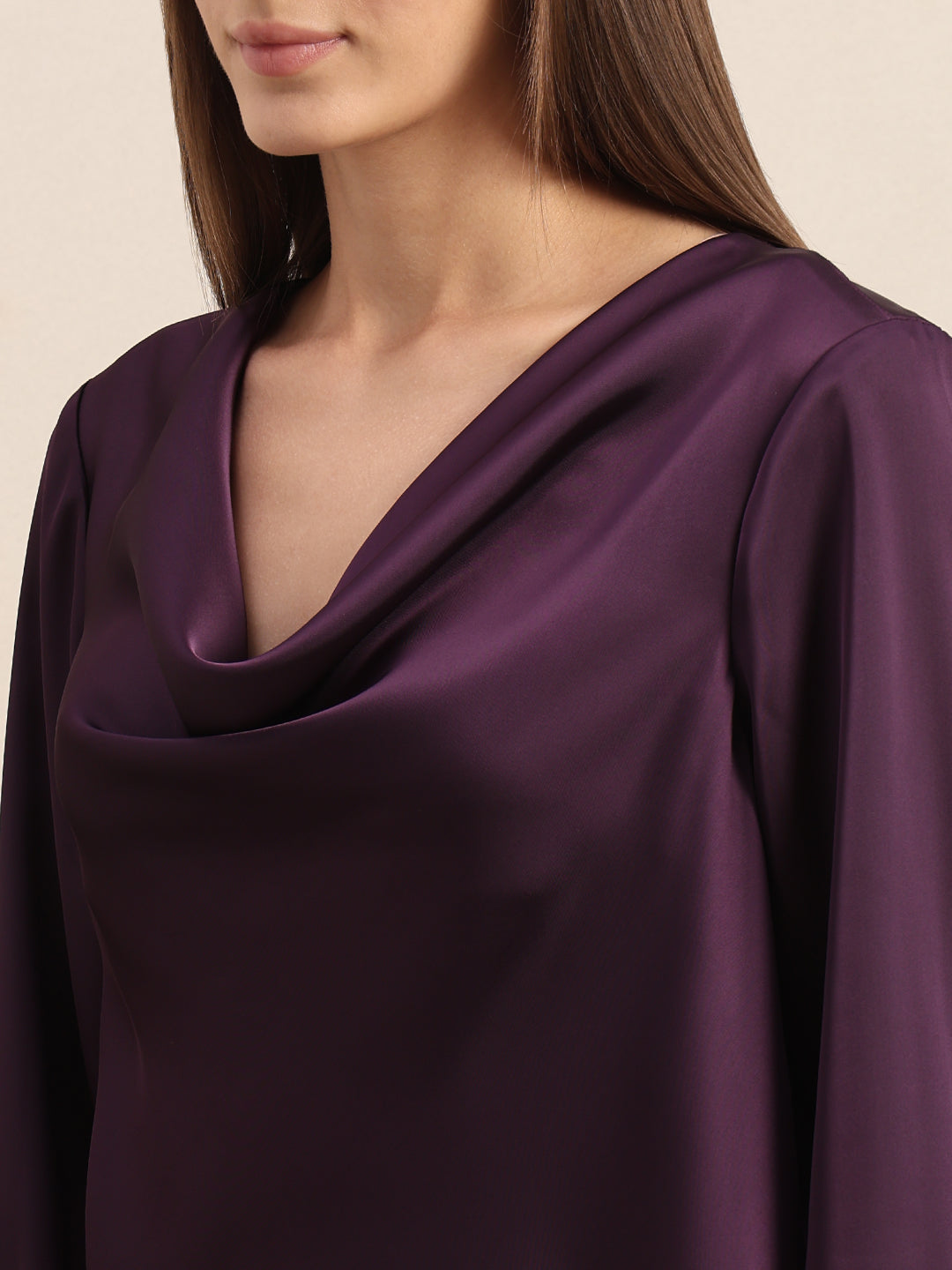 Deep Purple Cowl Neck Top