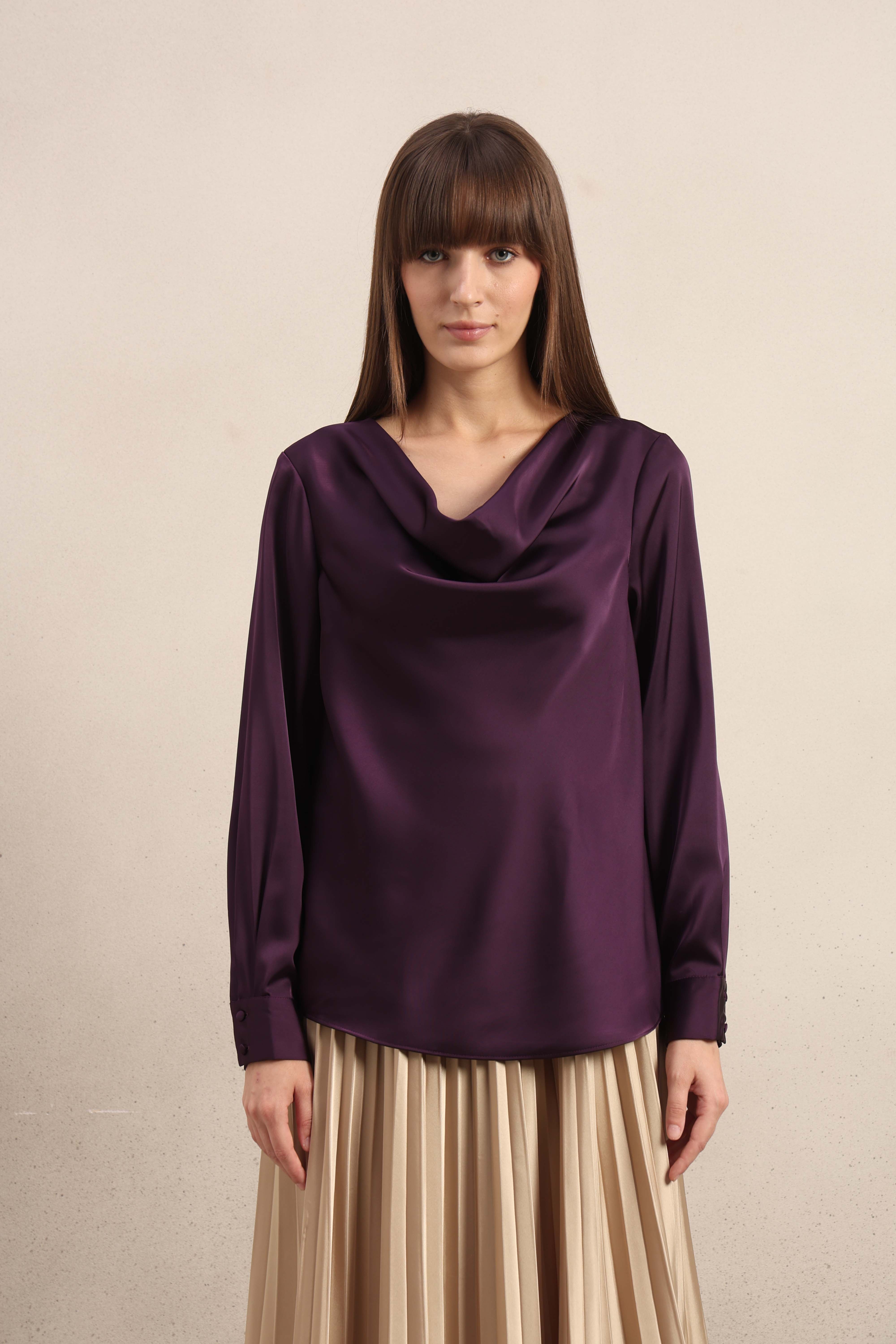 Deep Purple Cowl Neck Top