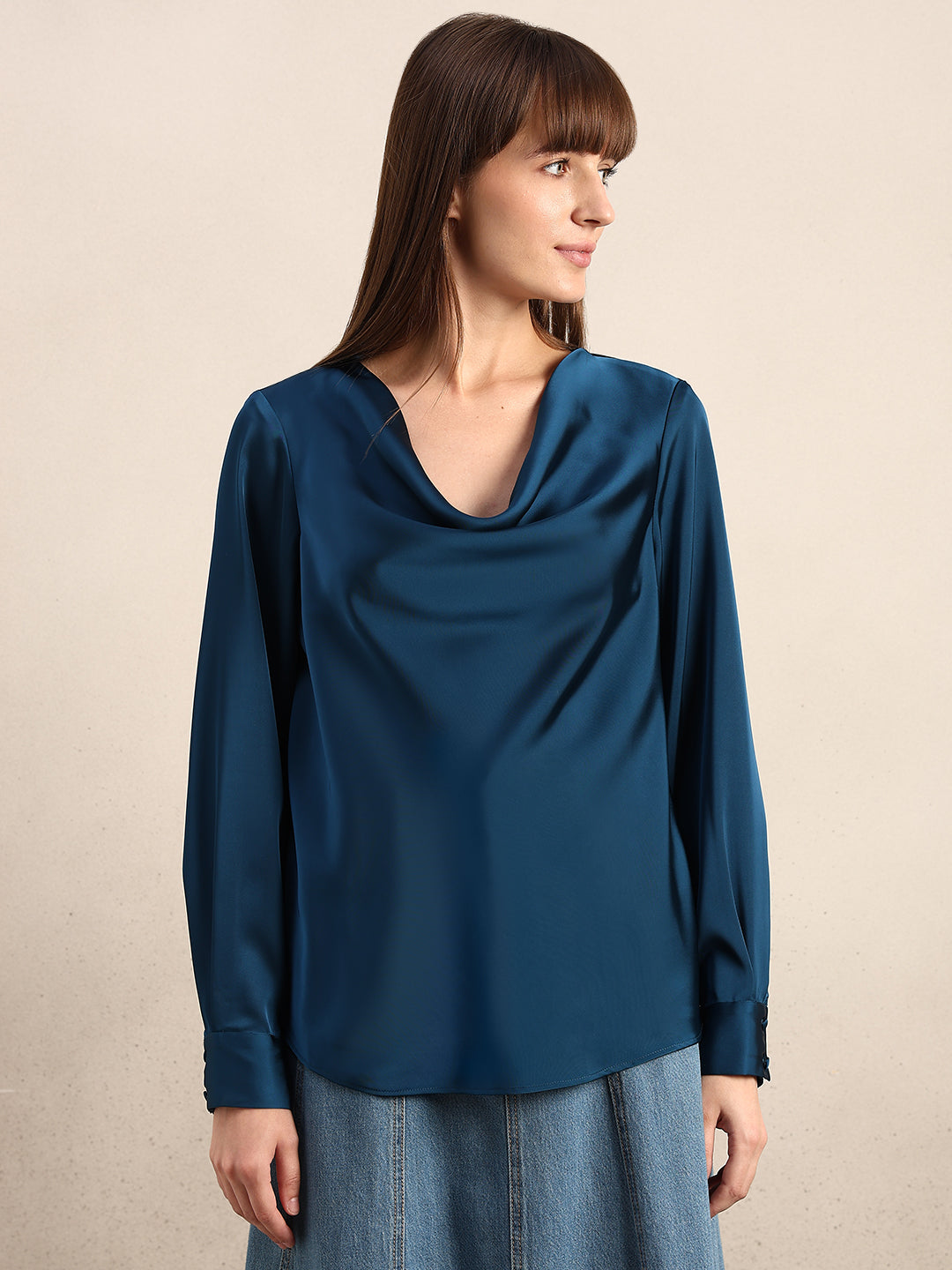 Cowl Neck Satin Top