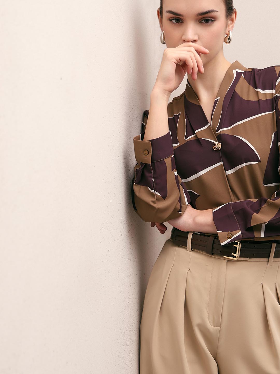 Dark Olive Printed Top