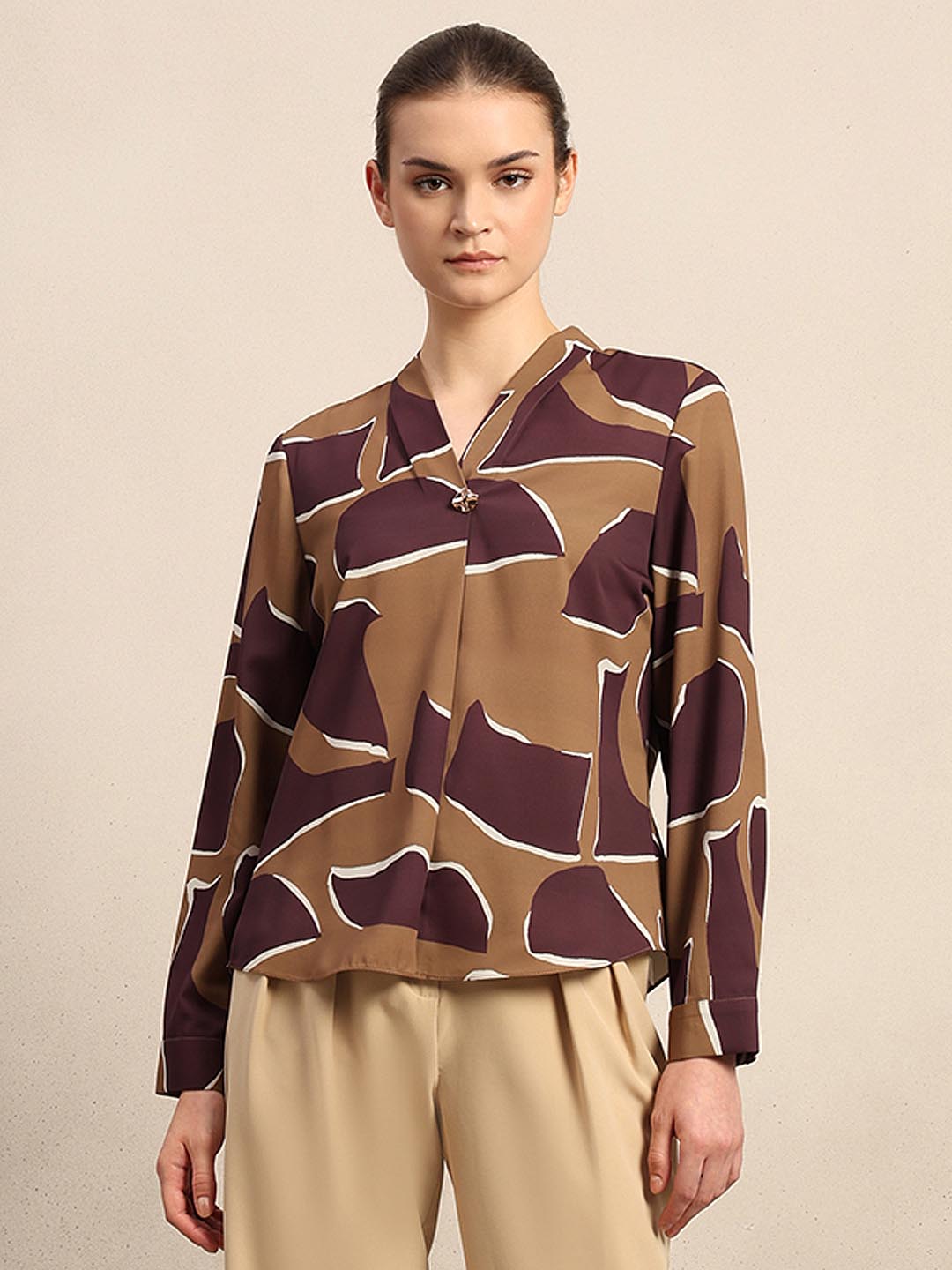 Dark Olive Printed Top