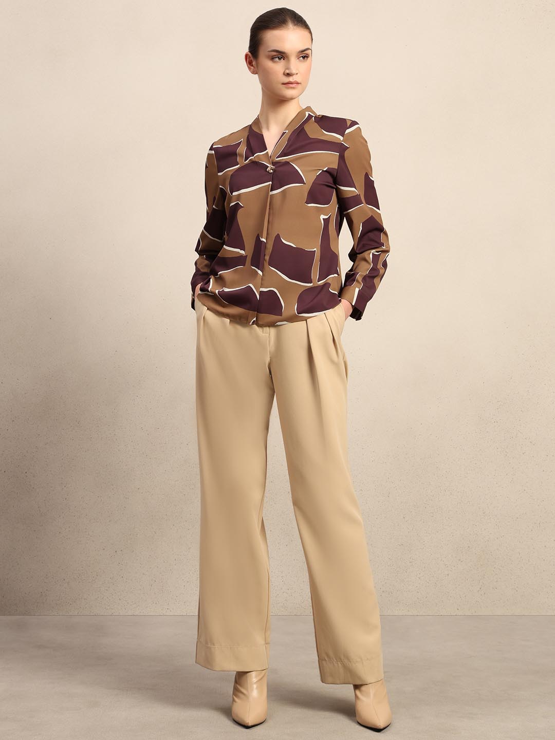 Dark Olive Printed Top