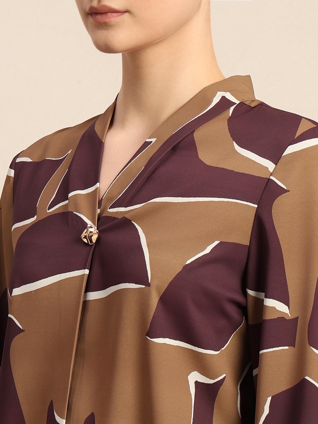 Dark Olive Printed Top