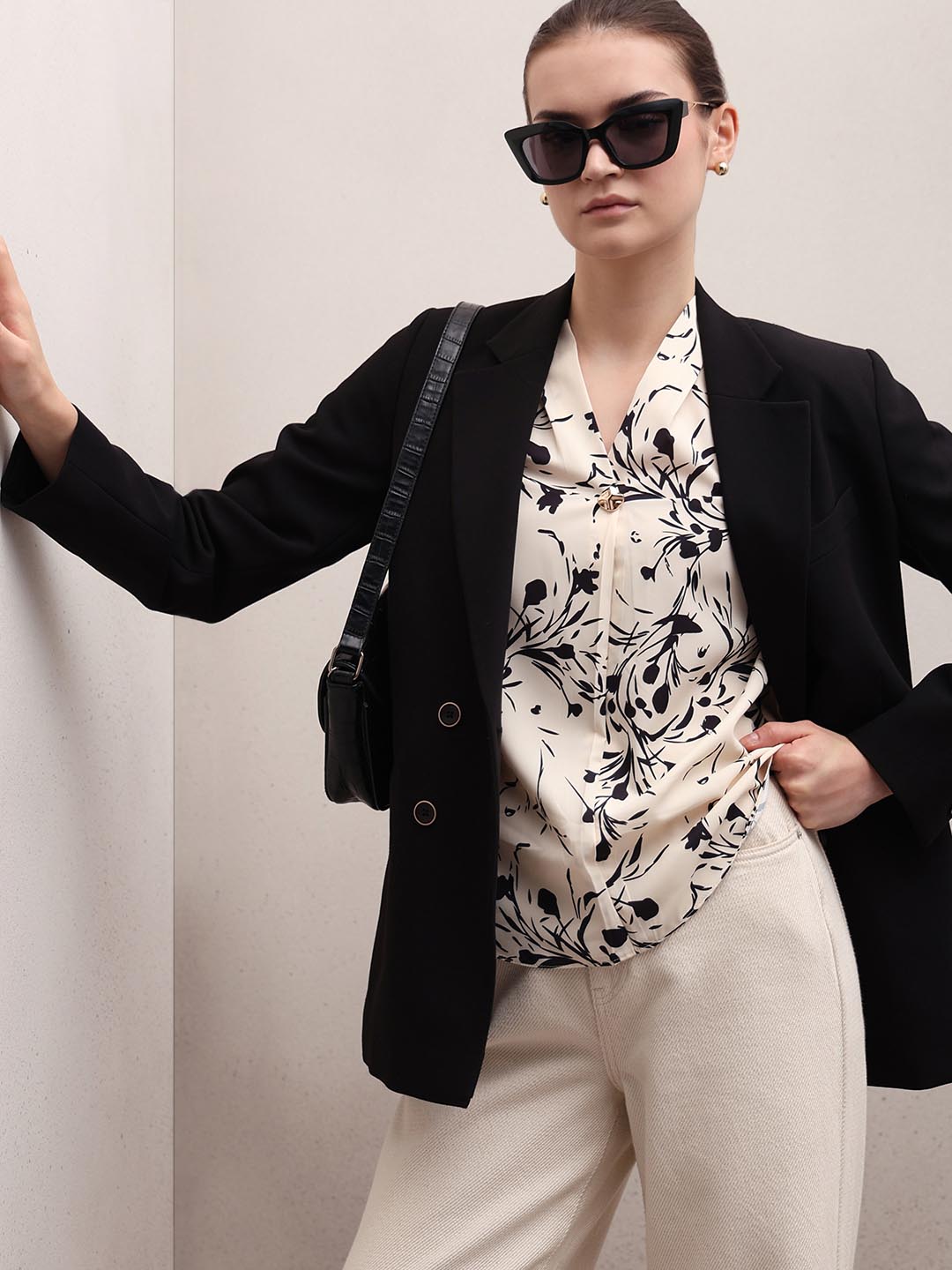 Off-White Printed V-Neck Top