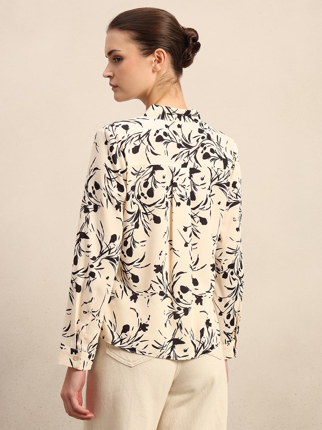 Off-White Printed V-Neck Top