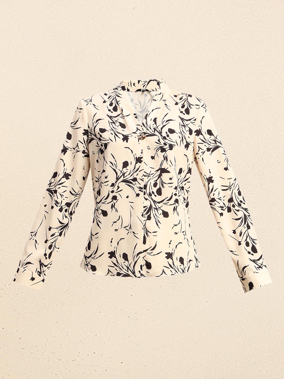 Off-White Printed V-Neck Top