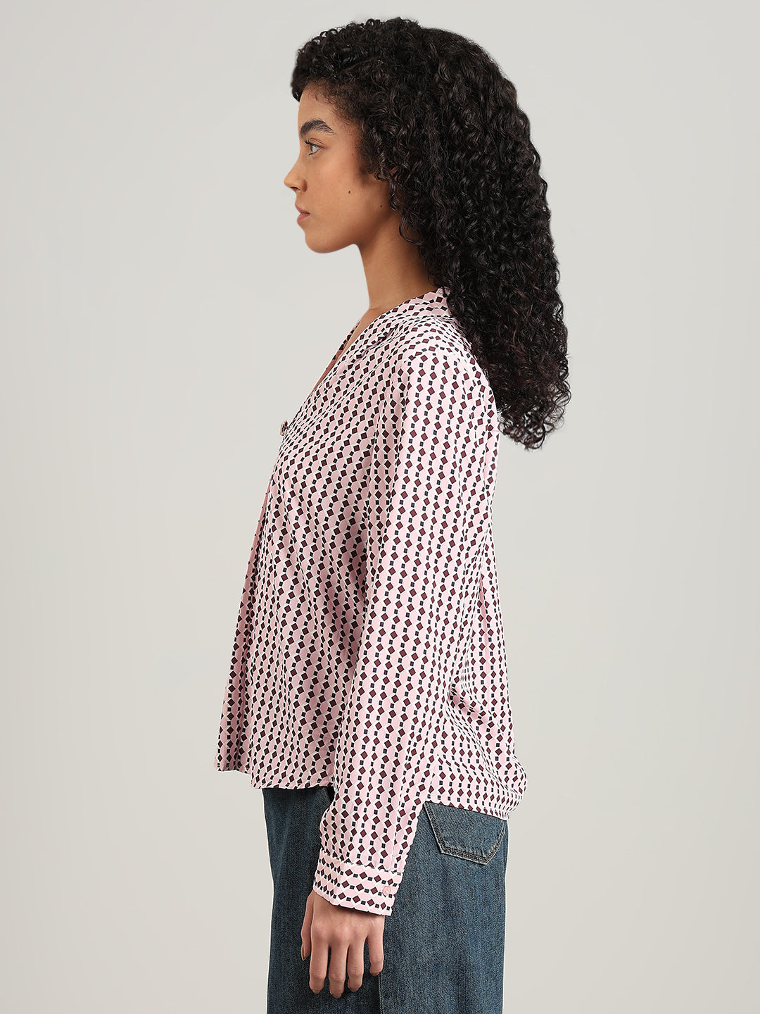 Printed V-Neck Top