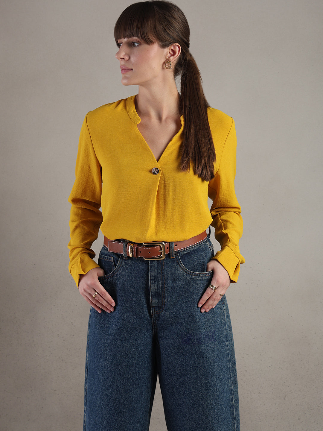 Yellow Regular Fit Top