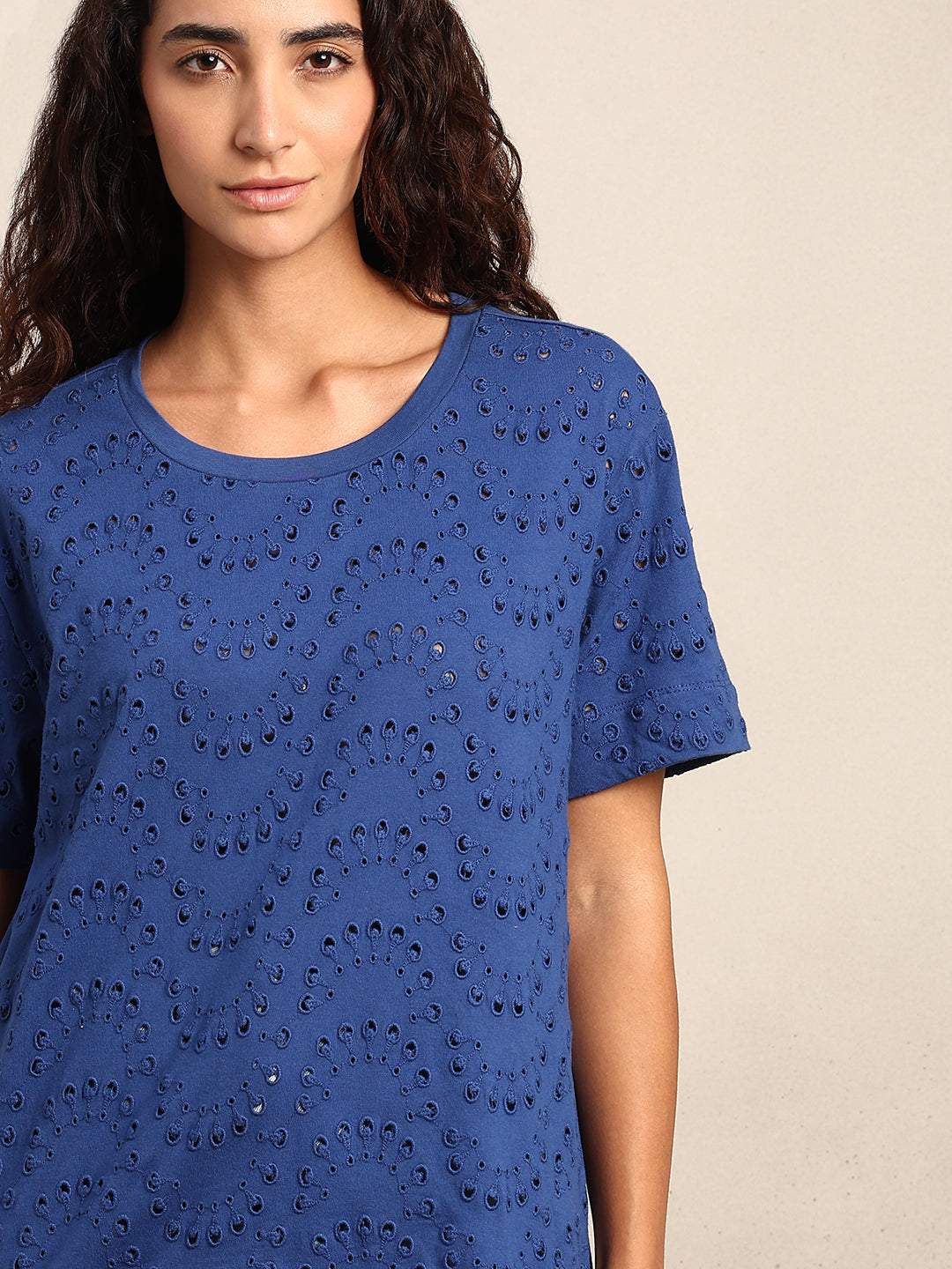 Schiffli Cotton T-shirt