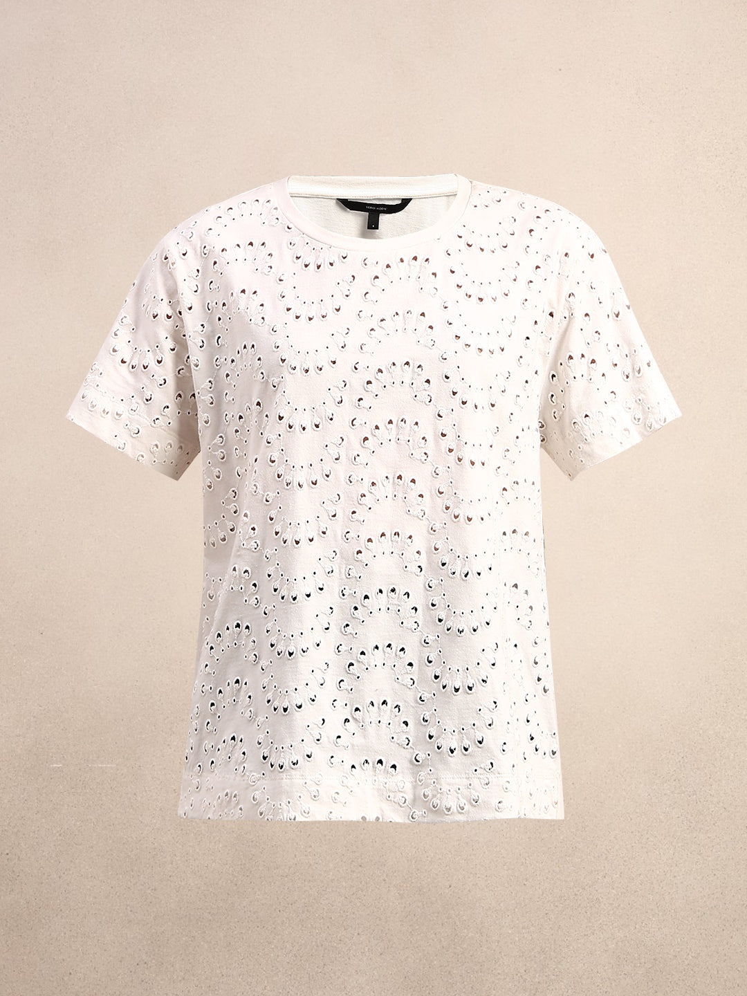 White Textured Cotton T-shirt