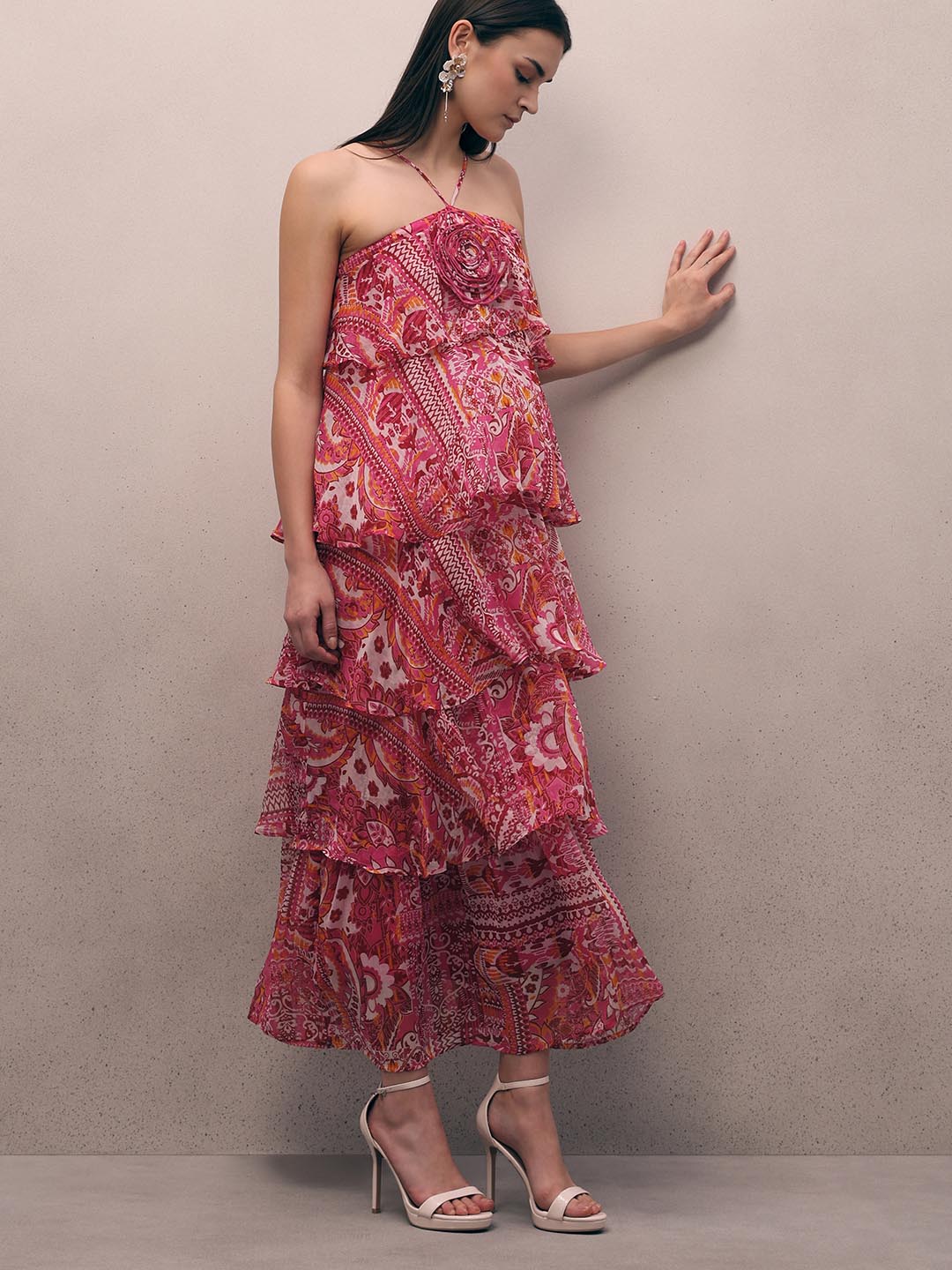 Red Printed Maxi Dress